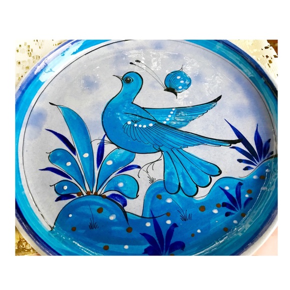 Blue Bird Pottery Plate Vintage, Toñala Pottery - Picture 5 of 8